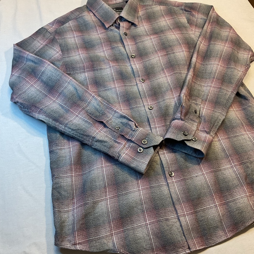 Hart Schaffner Marx Men's Gray/Purple Long Sleeve Button-Up, Size L